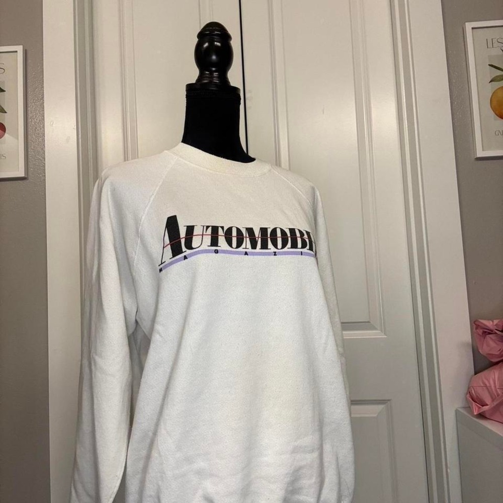 Vintage 90s AUTOMOBILE sweatshirt USA Raglan Graphic – Double Sided – L - Picture 3 of 8